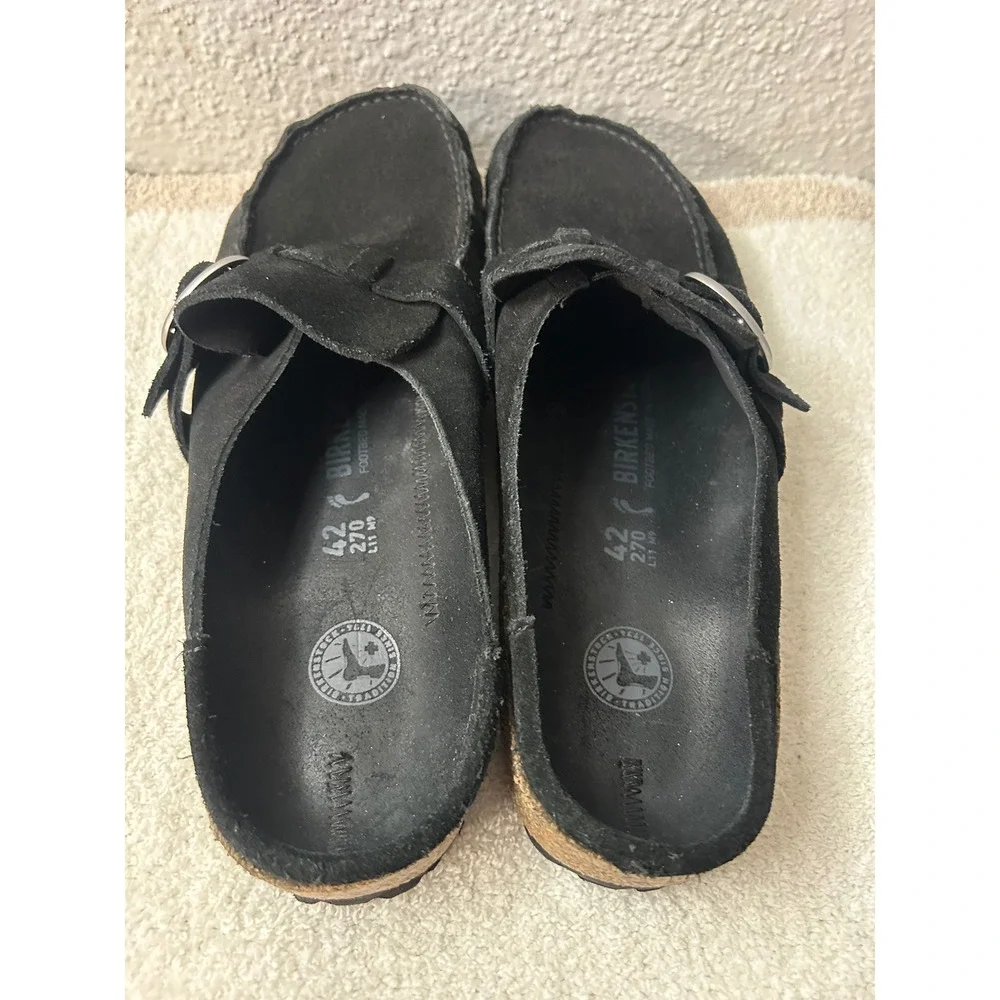 Birkenstock Buckley Black Suede Moccasin Clogs Mules 42 M9